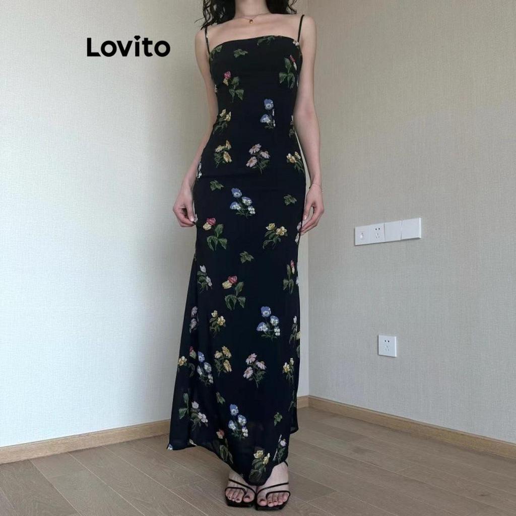 Lovito Vestido casual floral com renda para mulheres LNE65039 Lovito Vestido casual floral com renda para mulheres LNE65039