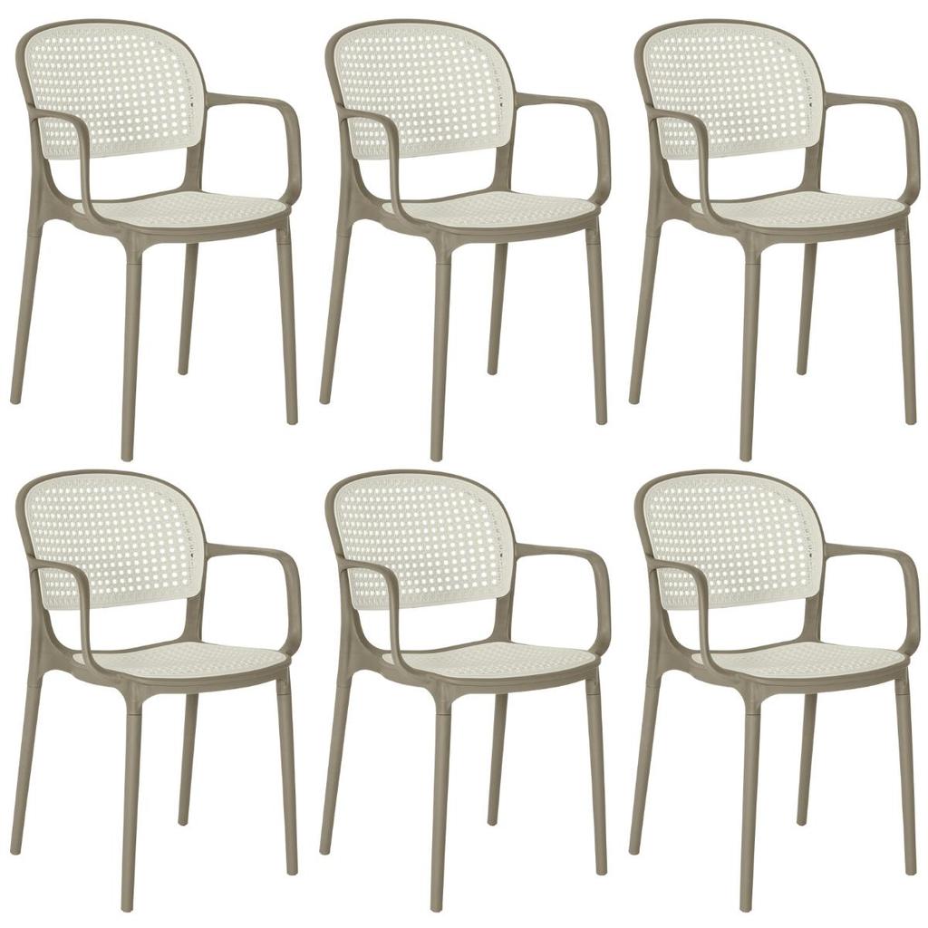 Kit 6 Cadeiras de Jantar Roma Prática com Braços para Sala e Cozinha Kit 6 Cadeiras de Jantar Roma Prática com Braços para Sala e Cozinha