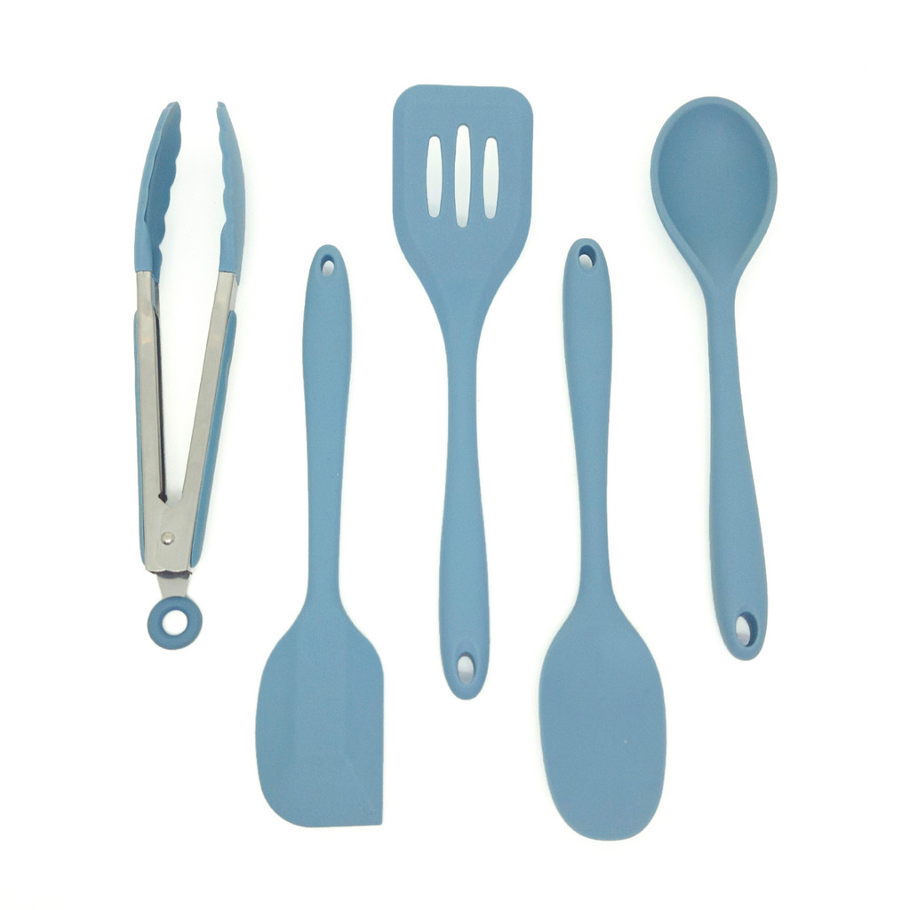 Kit de Utensílios de Silicone com 5 Peças Azul – Oikos