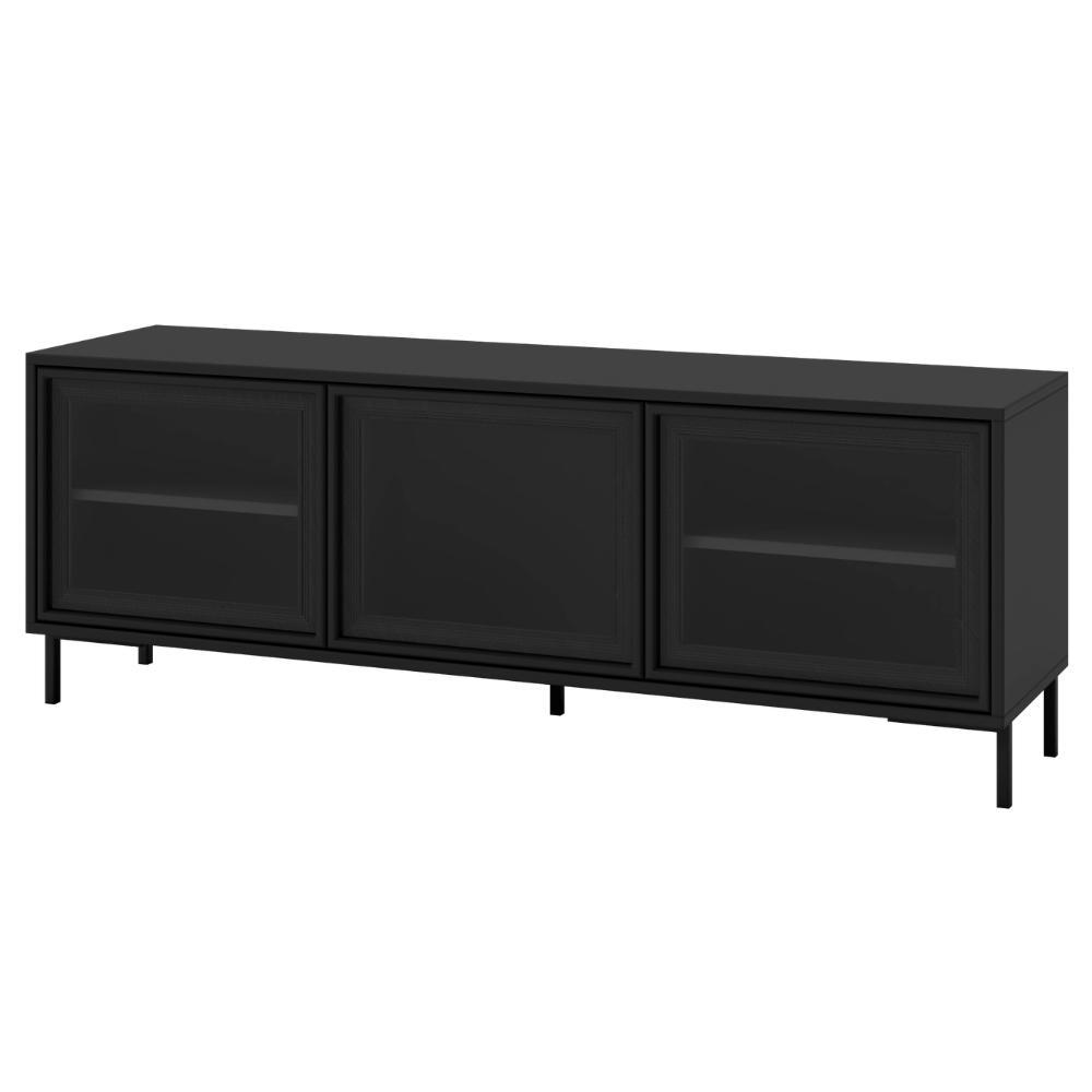 Rack para TV até 55 Polegadas 3 Portas de Vidro 2 Prateleiras Refresh BR149 Preto – BRV Móveis Rack para TV até 55 Polegadas 3 Portas de Vidro 2 Prateleiras Refresh BR149 Preto – BRV Móveis