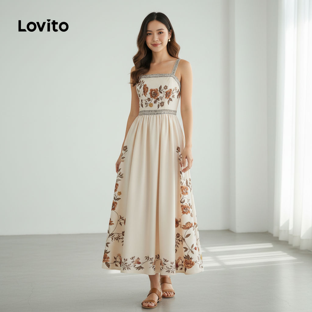 Lovito Vestido Festa Boho Estilo Resort Primavera/Verão LK2LD384 Lovito Vestido Festa Boho Estilo Resort Primavera/Verão LK2LD384