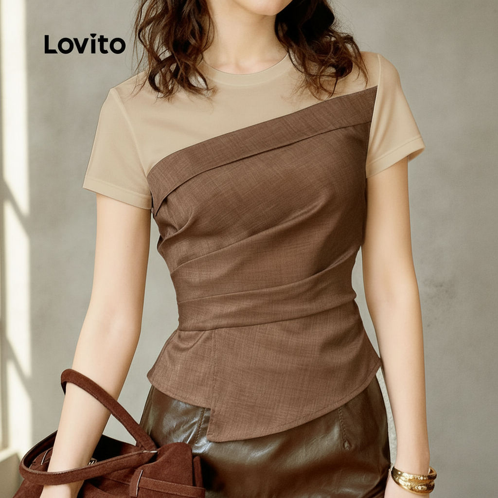 Lovito Blusa Sofisticada em Tecido Colorido para Primavera/Verão Feminina L170ED120 Lovito Blusa Sofisticada em Tecido Colorido para Primavera/Verão Feminina L170ED120
