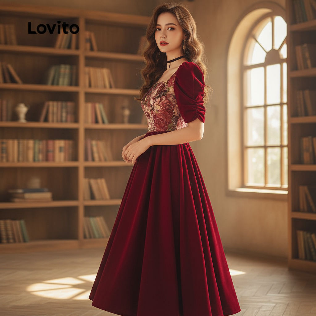 Lovito Vestido Casual de Primavera/verão Vermelho para mulheres L149ED4894 Lovito Vestido Casual de Primavera/verão Vermelho para mulheres L149ED4894