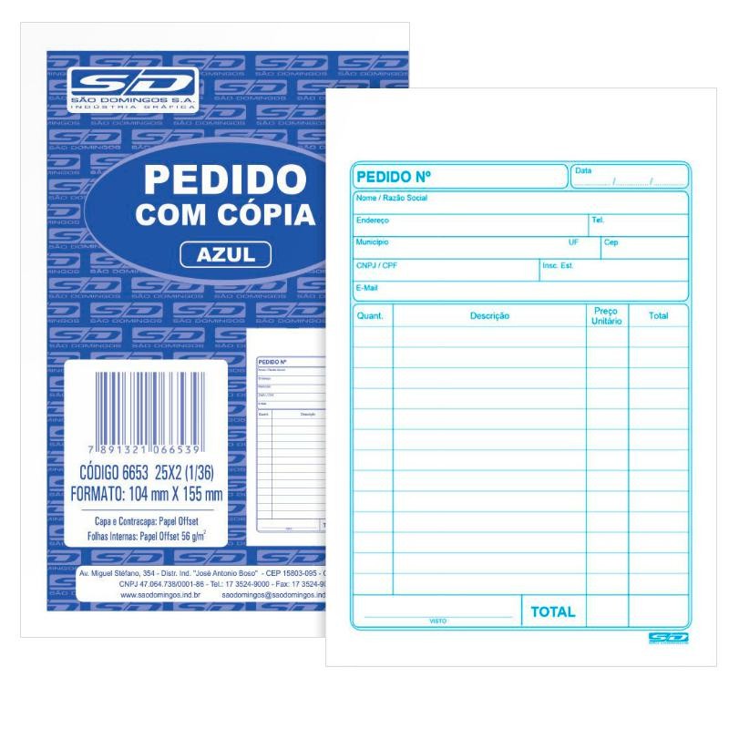 Pedido 2 vias azul 25x2 104x143mm 50 folhas 10062 SD/Animativa Pedido 2 vias azul 25x2 104x143mm 50 folhas 10062 SD/Animativa - Oferta na Shopee