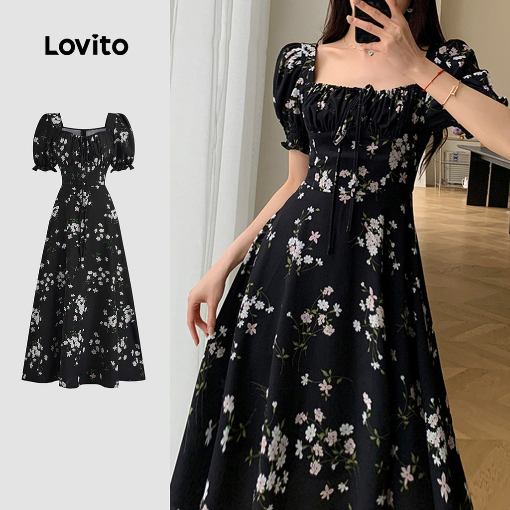 (Trendy) Lovito Vestido Elegante Floral Com Cadarço Vestido De Verão Para Mulheres L123ED059 (Trendy) Lovito Vestido Elegante Floral Com Cadarço Vestido De Verão Para Mulheres L123ED059 - Oferta na Shopee