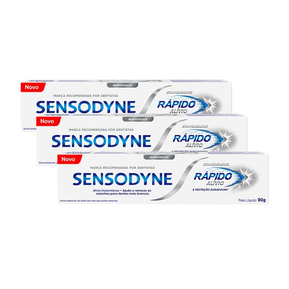 Kit 3 Creme Dental Sensodyne Branqueador Rápido Alívio 90g Kit 3 Creme Dental Sensodyne Branqueador Rápido Alívio 90g - Oferta na Shopee