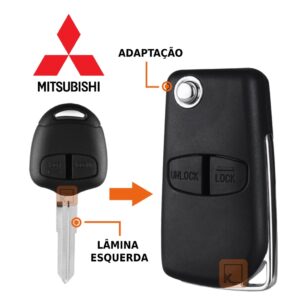 Carcaça Chave Canivete Adaptação Mitsubishi 2 Bot Esquerda - Oferta na Shopee