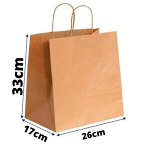 Sacola De Papel Kraft 33x17x26 ( 10 unid Promoção ).Sem Impressão - Oferta na Shopee