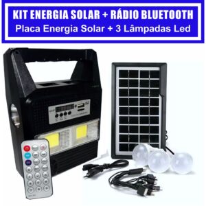Kit Gerador Energia Solar Rádio Fm Usb Bluetooth Placa Solar 3 Lampadas Led - Oferta na Shopee