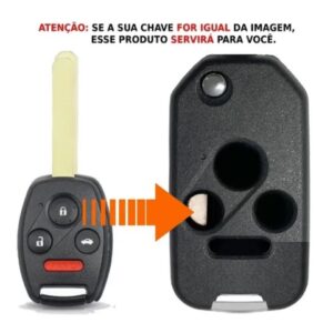 Chave Canivete Honda Acord New Civic City 3 Botões + Panico - Oferta na Shopee