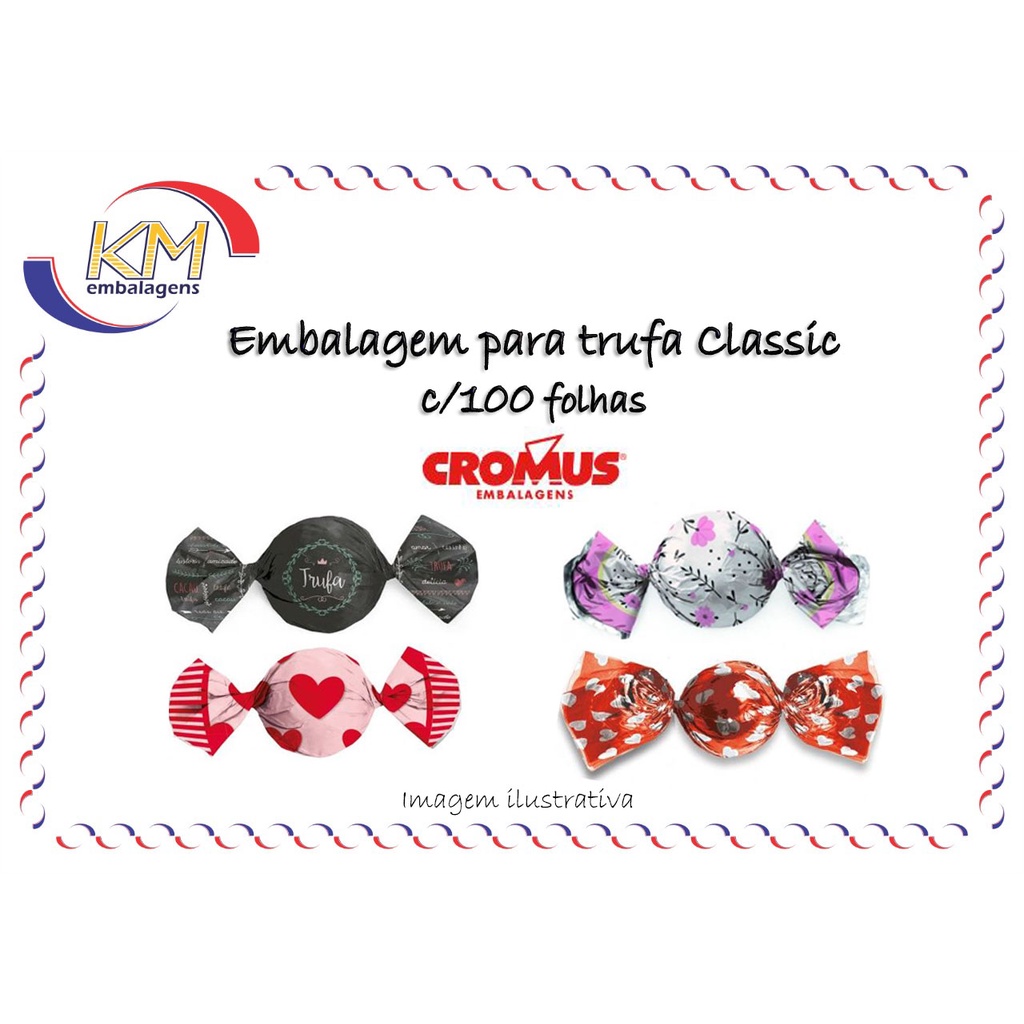 Embalagem para Trufa Classic c/100 unid - Cromus - folha trufas, bombons Embalagem para Trufa Classic c/100 unid - Cromus - folha trufas