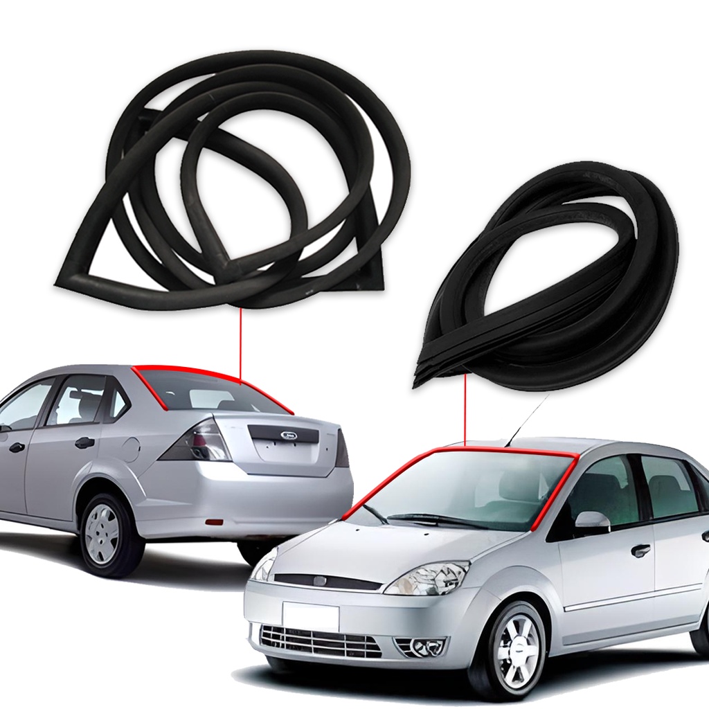 Kit Borracha Vidro Traseiro+Parabrisa Fiesta Sedan 2002 a 2012 Kit Borracha Vidro Traseiro+Parabrisa Fiesta Sedan 2002 a 2012