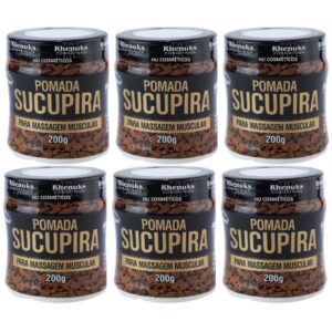 Kit 6 Pomada para Massagem Muscular Sucupira  200g - Rhenuks - Oferta na Shopee