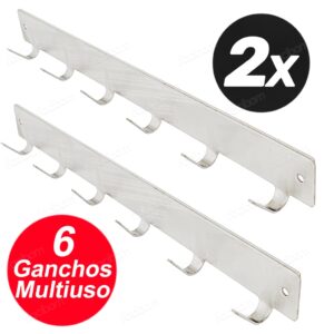 Kit 2 Cabide Para Parede Multifuncional Em Metal Cromado - Oferta na Shopee