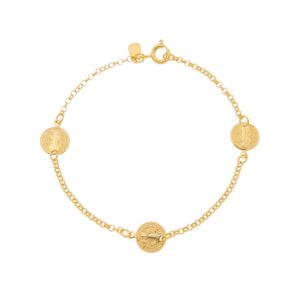 Pulseira Medalhas São Bento Banhada a Ouro 18K- Semi Jóia de Luxo (PL 5216) - Oferta na Shopee