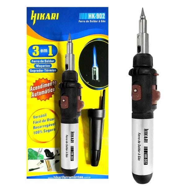 Ferro De Soldar À Gás 3 X1 Maçarico E Soprador Hk-902 Hikari Ferro De Soldar À Gás 3 X1 Maçarico E Soprador Hk-902 Hikari