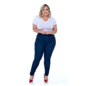 Calça Jeans Feminina Plus Size Tipo Legging Cambos - Oferta na Shopee