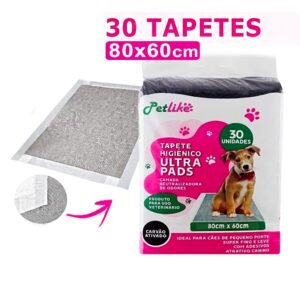 Tapete Higiênico Para Cães Ultra Pads 80x60cm 30 un Carvão Cães e Gatos Petlike Original - Oferta na Shopee