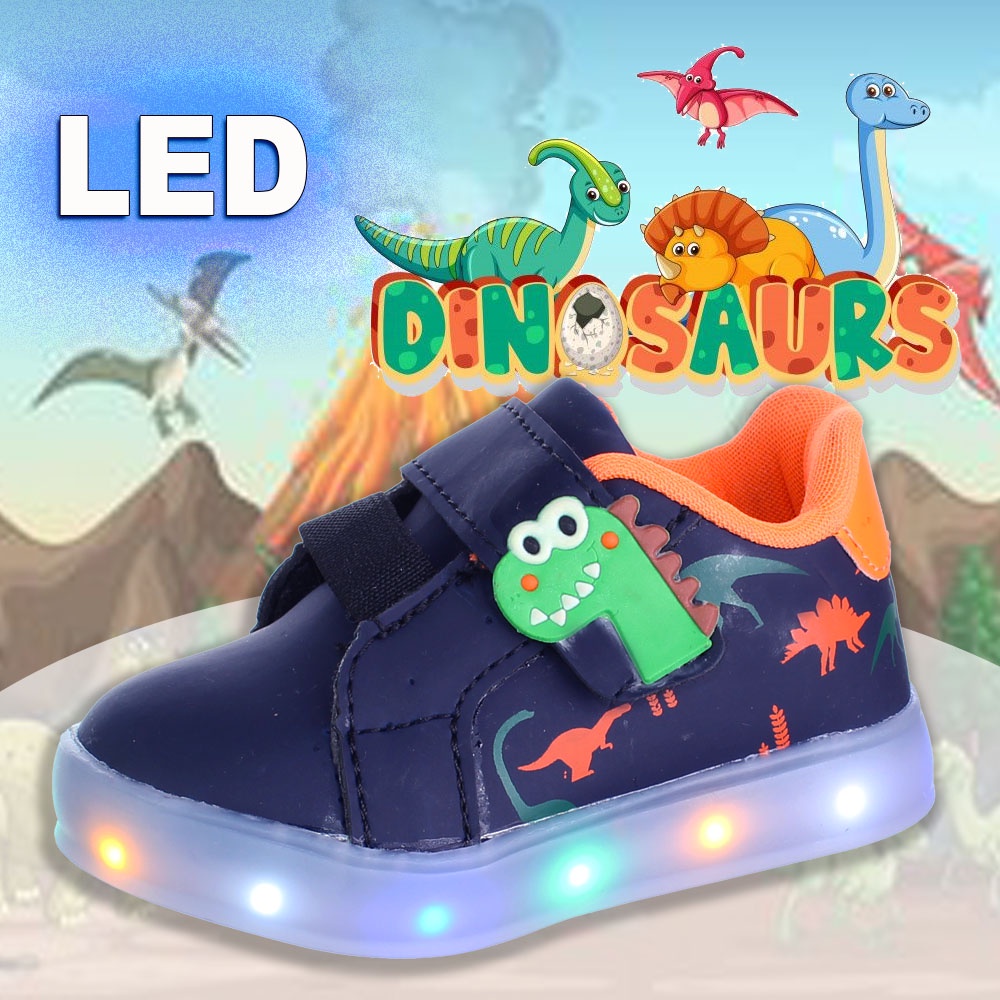 Tenis Calcado Infantil Menino Luz Luzinha Led Dinossauro Azul Modinha Crianca Tenis Calcado Infantil Menino Luz Luzinha Led Dinossauro Azul Modinha Crianca - Oferta na Shopee