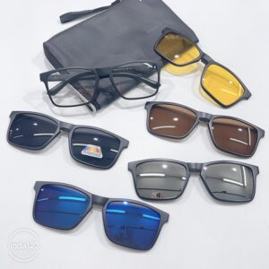Armação de Óculos Masculino Clipon 5 Lentes Grau + Sol Quadrado Lentes Polarizada 2268 - Oferta na Shopee