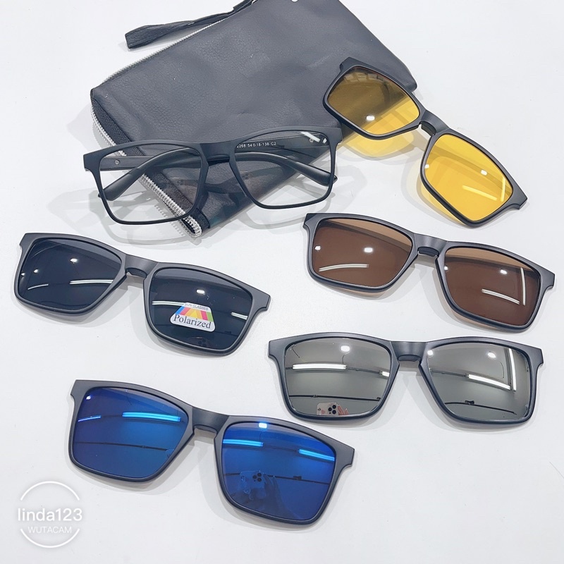 Armação de Óculos Masculino Clipon 5 Lentes Grau + Sol Quadrado Lentes Polarizada 2268 Armação de Óculos Masculino Clipon 5 Lentes Grau + Sol Quadrado Lentes Polarizada 2268 - Oferta na Shopee