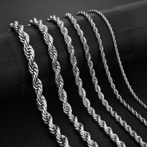 3mm-7mm corda corrente colar de aço inoxidável nunca se desvanece à prova dnever água gargantilha masculino feminino jóias ouro prata cor correntes presente - Oferta na Shopee