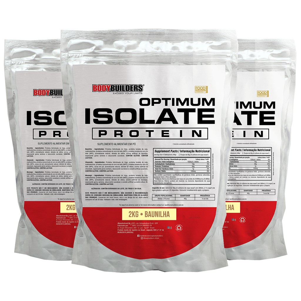 Kit 3x Whey Protein Isolado Optimum Isolate 2kg - Ganho de Massa Magra - Bodybuilders Kit 3x Whey Protein Isolado Optimum Isolate 2kg - Ganho de Massa Magra - Bodybuilders - Oferta na Shopee