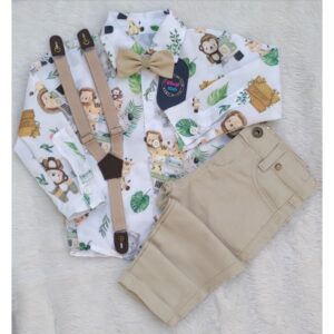 CONJUNTO TEMÁTICO SAFÁRI AQUARELA INVERNO ROUPA FRIO CALÇA INFANTIL - Oferta na Shopee