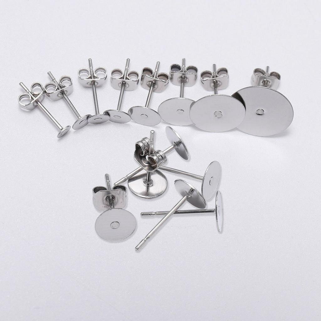 100 Unidades Base Tarraxa Brinco Borboleta Aço Inox 3/4/5/6/8/10/12mm para DIY Joias 100 Unidades Base Tarraxa Brinco Borboleta Aço Inox 3/4/5/6/8/10/12mm para DIY Joias