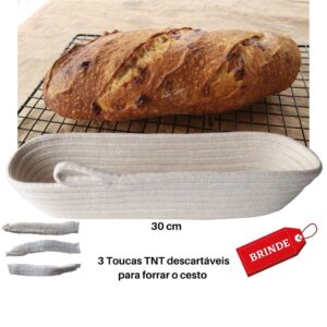 Cesto Baguete para Pão Artesanal de  Fermentação Natural  30 cm comprimento - Oferta na Shopee
