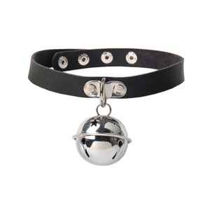 Punk Gótico Grande Sino Gargantilha Para As Mulheres Meninas Colar De Couro De Metal Chocker Goth Anime Cosplay Acessórios De Jóias - Oferta na Shopee