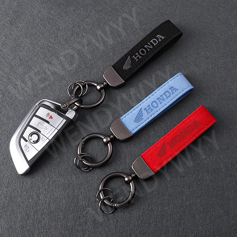 Porta-Chaves De Couro Para Motocicleta , Chaveiro Com Fivela De Cor Pura , Acessórios De Carro HONDA Porta-Chaves De Couro Para Motocicleta