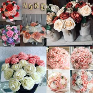 50Pcs 8cm Rosa 14 Cores Flor Artificial De Alta Qualidade Espuma Bolo Topper Casamento Nupcial Buquê De Parede Backg - Oferta na Shopee