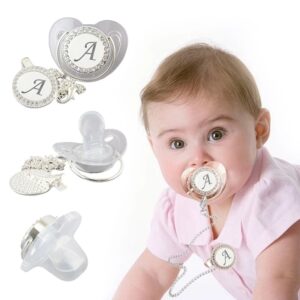 Transparante 26 Letras Prata Bebê Fopspeen Met Ketting Clip Pasgeboraen Bpa Gratis Bling Manequim Fopel Chupete - Oferta na Shopee