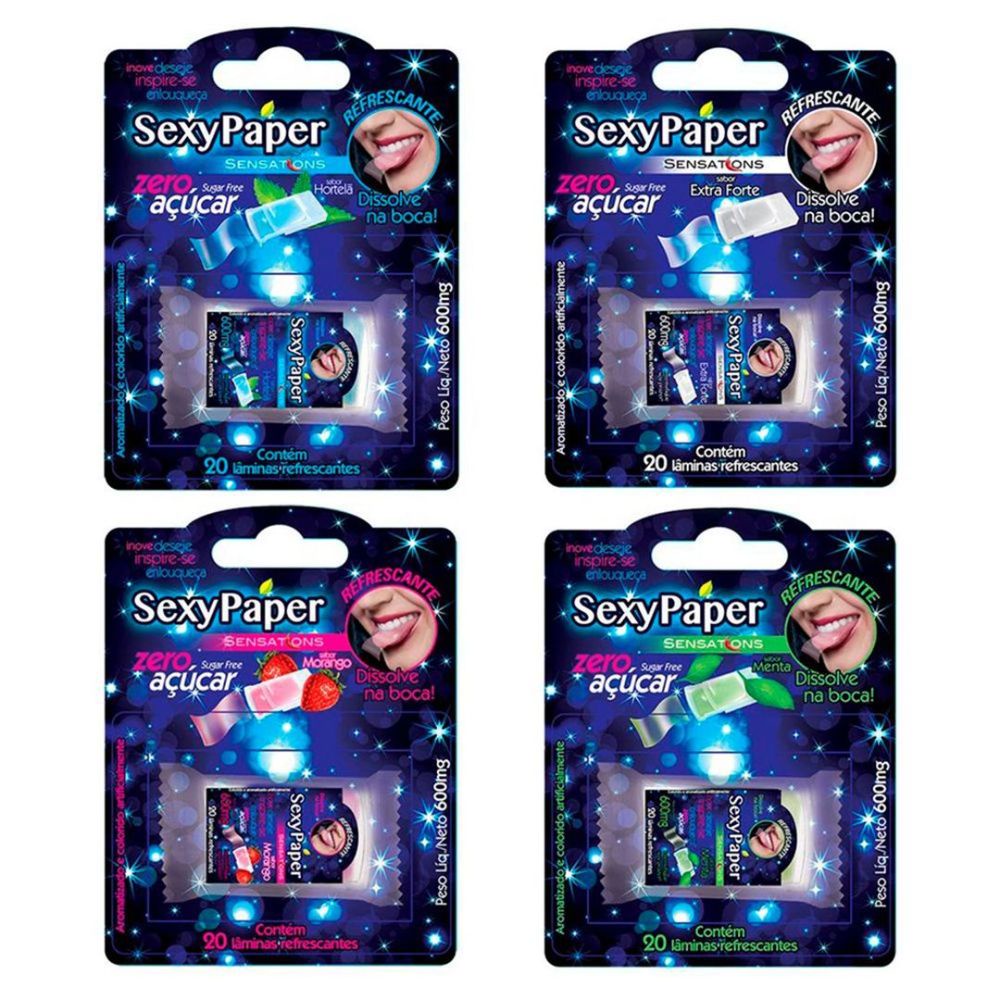 Kit 10 Sexy Paper Mint Laminas Refrescantes para Sexo Oral Sex Shop – Sabores variados Kit 10 Sexy Paper Mint Laminas Refrescantes para Sexo Oral Sex Shop – Sabores variados