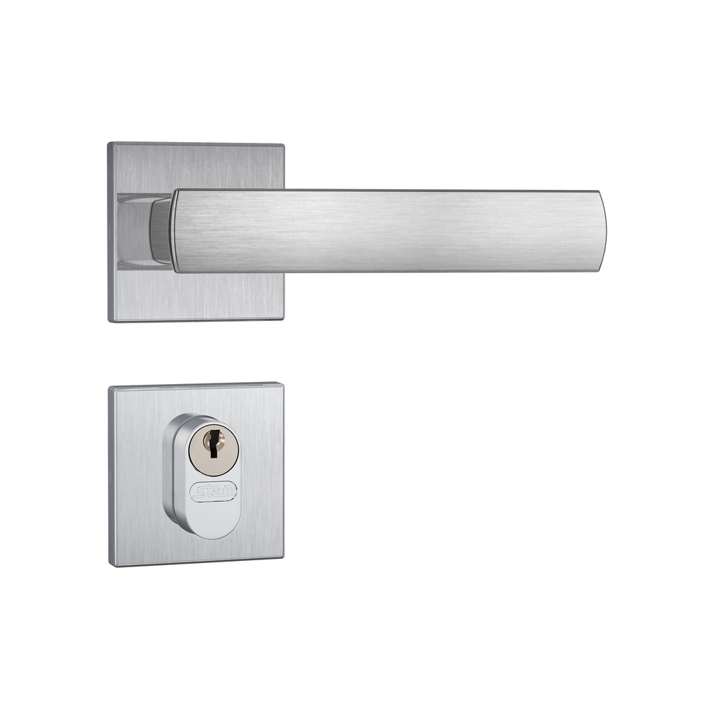 Fechadura Stam Porta Externa 803/35 Broca 40mm Acabamento Escovado Roseta Quadrada Aço Inox Fechadura Stam Porta Externa 803/35 Broca 40mm Acabamento Escovado Roseta Quadrada Aço Inox