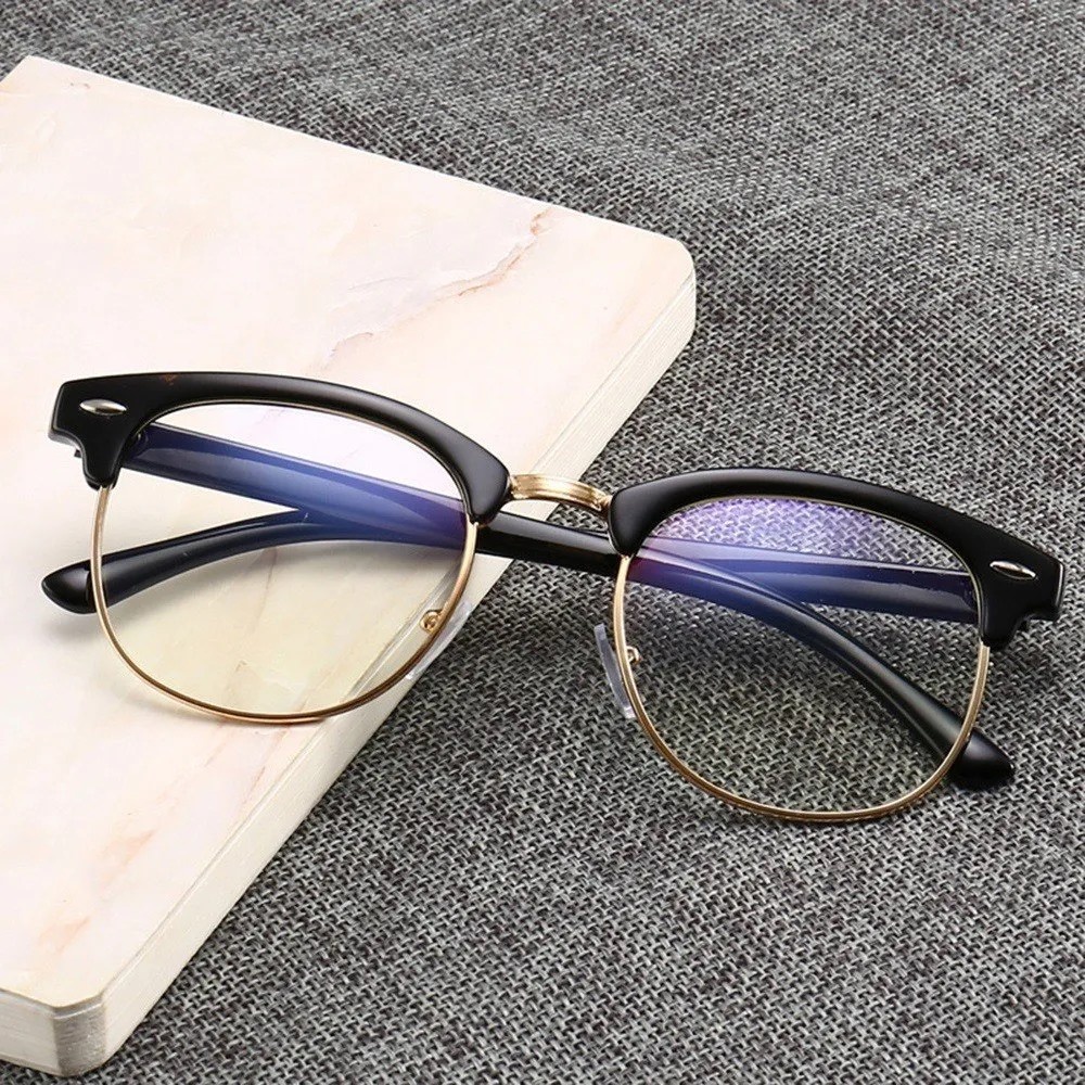 Óculos Dourado Metal Anti Luz Azul Uv400 Fadiga ocular Unissex De Luxo Estiloso Vintage Design De Moda Óculos Dourado Metal Anti Luz Azul Uv400 Fadiga ocular Unissex De Luxo Estiloso Vintage Design De Moda