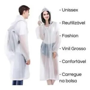 Capa Chuva Grossa Transparente Plástico Eva Reforçada Resistente - Oferta na Shopee