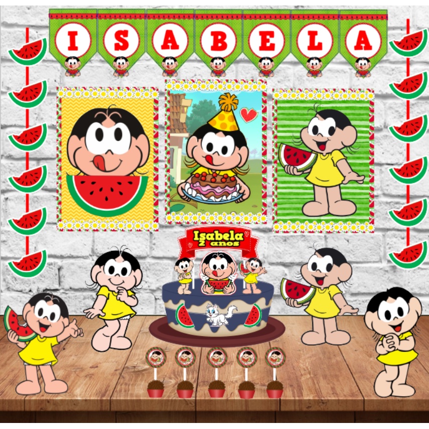 Kit Só Um Bolinho Decoração Festa em Casa Tema Magali Kit Só Um Bolinho Decoração Festa em Casa Tema Magali