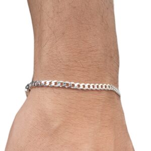 Pulseira Masculina 3mm Prata Pura 925 Grumet Escama De Peixe - Oferta na Shopee