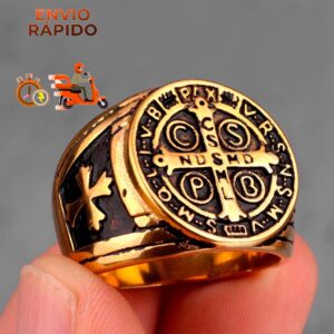 Anel Masculino São Bento Dourado Medalha - Oferta na Shopee