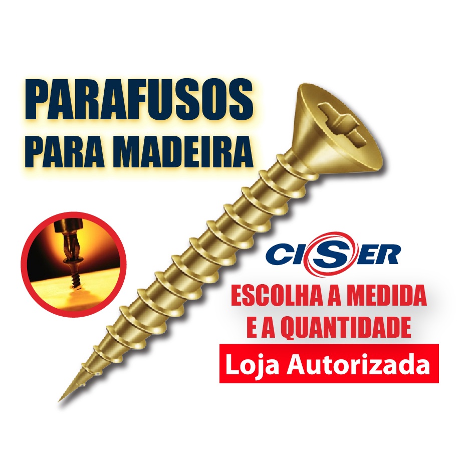Parafuso Chipboard Chata Phillips para Madeira - CISER / parafusos para madeira Parafuso Chipboard Chata Phillips para Madeira - CISER / parafusos para madeira - Oferta na Shopee