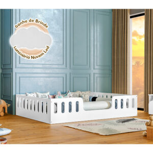 Cama Casal Infantil Montessoriana Helo Branco Acompanha Luminária Led - Oferta na Shopee