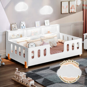 Cama De Criança Infantil Montessoriana Led Nina Com Nicho - Branco Acompanha Luminária Led - Oferta na Shopee