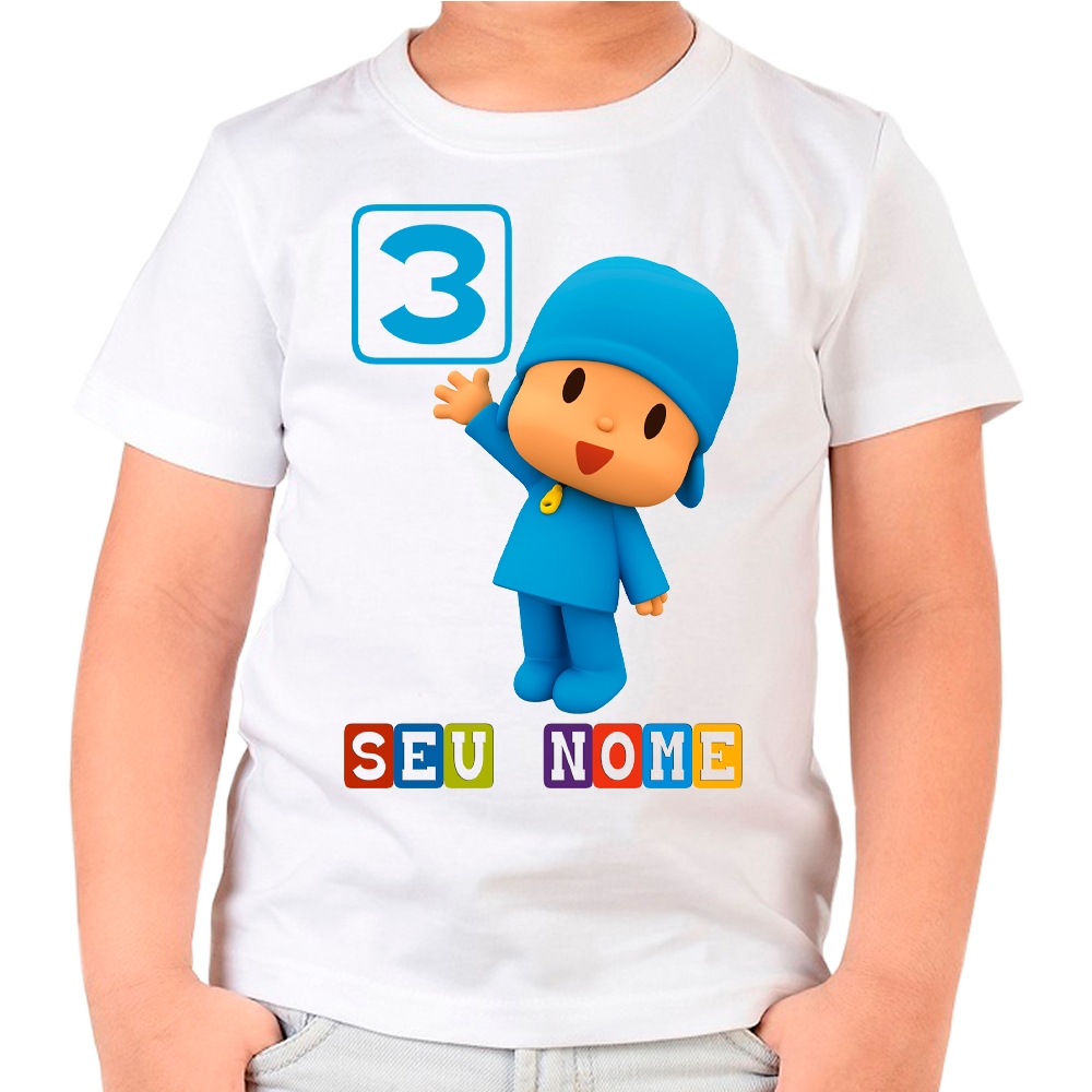 Camiseta Pocoyo Feliz Camisa Personalizada Adulto e Infantil Camiseta Pocoyo Feliz Camisa Personalizada Adulto e Infantil
