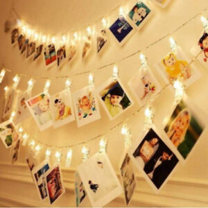 Varal De Fotos Com Grampos Pregador Led 2 Metros Decorar Cordão Acende Luz Luminoso Clips Retrato Pilha - Oferta na Shopee