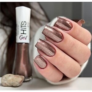 Pedra do Sol - Esmalte de Unha - Hits - Efeito Gel" - Cor Bronze Perolado - 8ml - 5FREE - Hipoalergênico - Oferta na Shopee