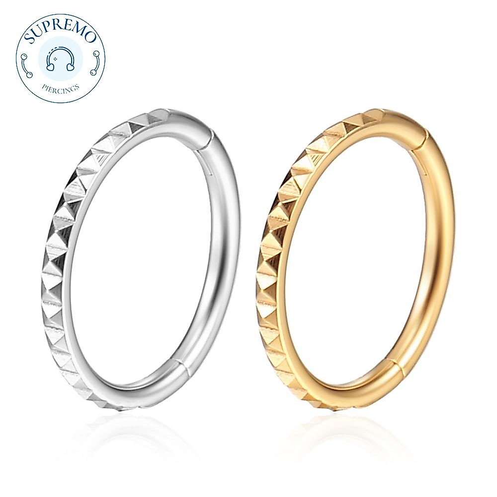 Piercing Argola Aço Cirúrgico PVD Segmento Articulado Detalhado / Septril, Rook, Conch, Nariz Piercing Argola Aço Cirúrgico PVD Segmento Articulado Detalhado / Septril, Rook, Conch, Nariz