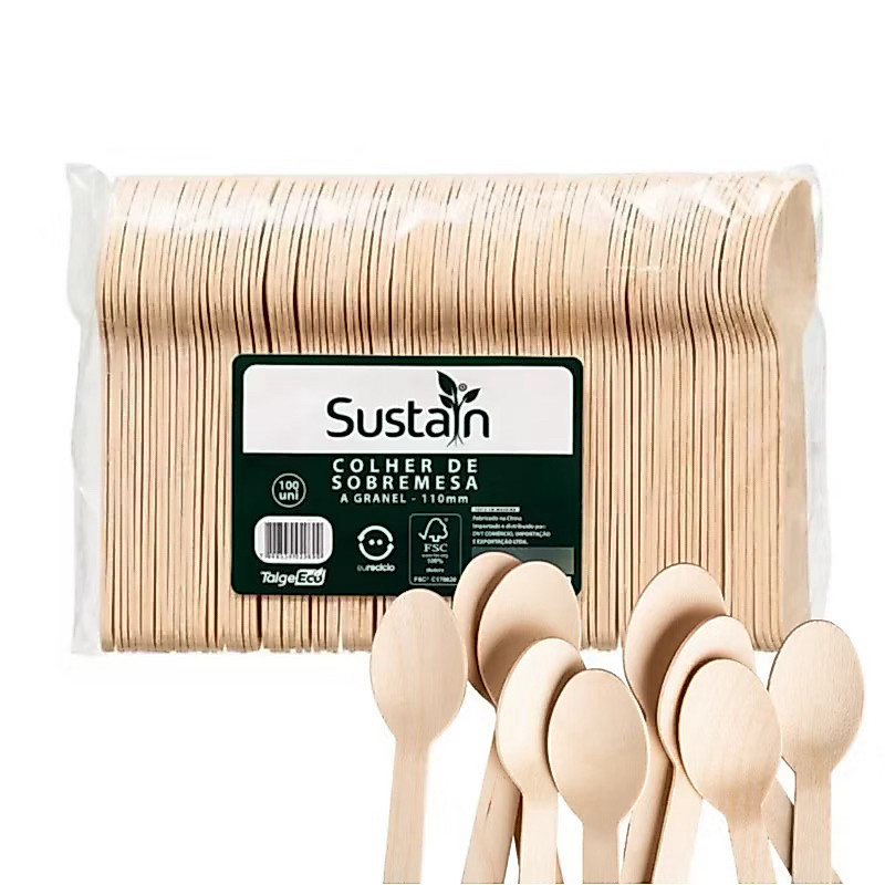 Colher Refeição de Madeira Descartável Biodegradável com (granel) 16 cm - marca Talge Colher Refeição de Madeira Descartável Biodegradável com (granel) 16 cm - marca Talge - Oferta na Shopee