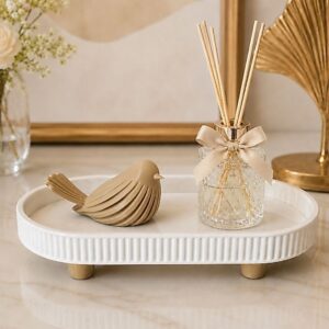 Kit Decorativo Bandeja Canelada com Passarinho | Lavabo